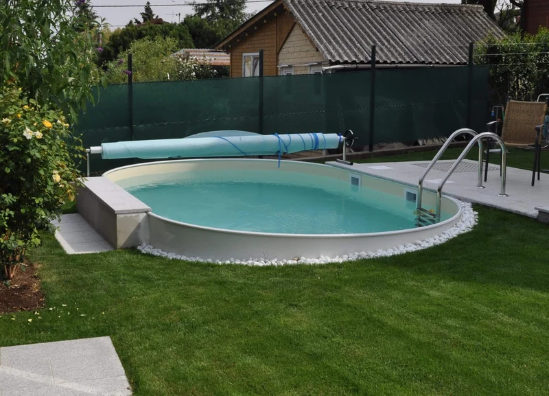 Happy Pool metalen zwembad Grijs ovaal 900 cm x 500 cm x 135 cm