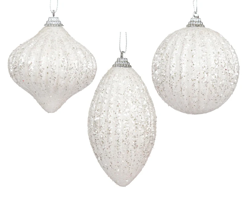 pallina di natale in foam glitter D 8 cm bianco invernale Peraga Christmas