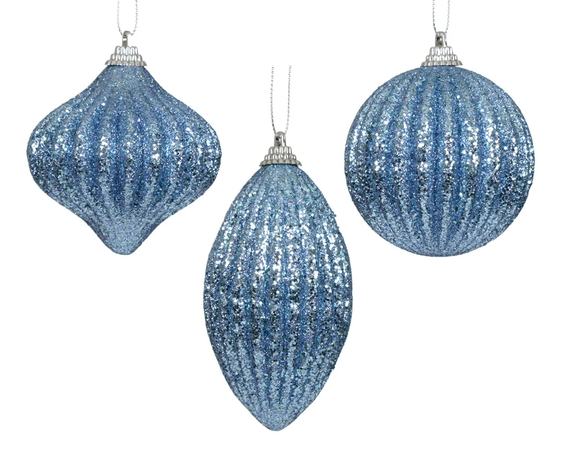 pallina di natale in foam glitter D 8 cm azzurro polvere Peraga Christmas