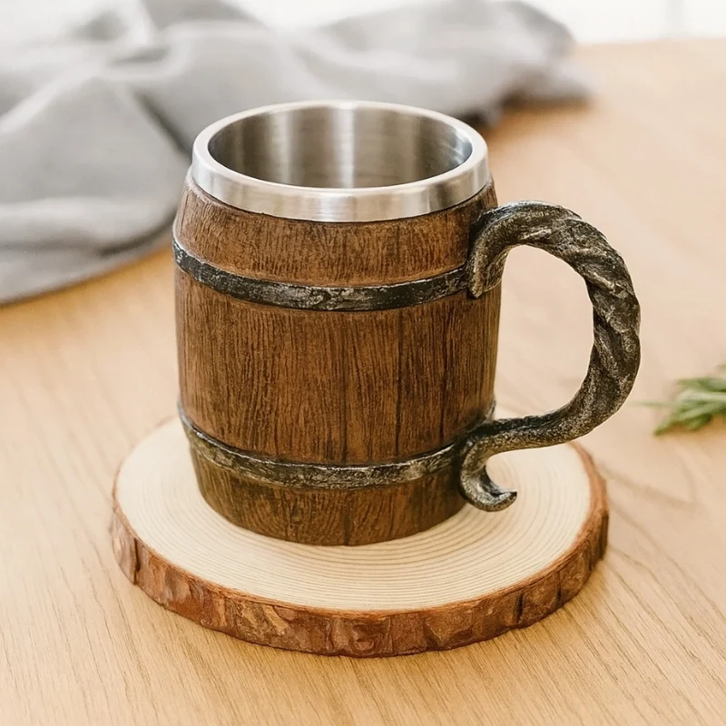 BrewHaven – Håndlavet træ-ølkrus med klassisk design