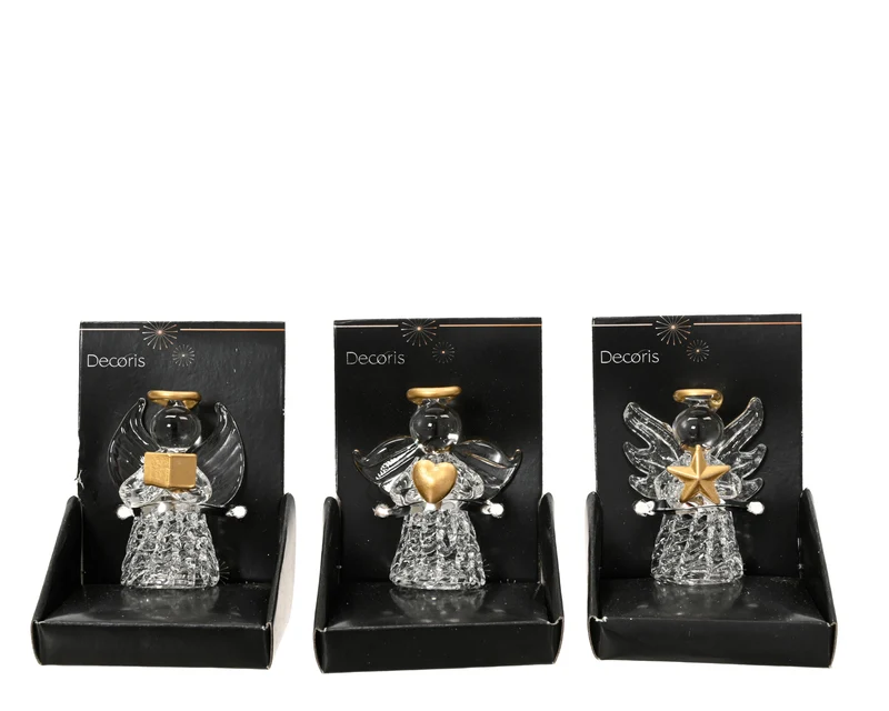 Pendente angelo in vetro trasparente D 4 cm oro Peraga Christmas