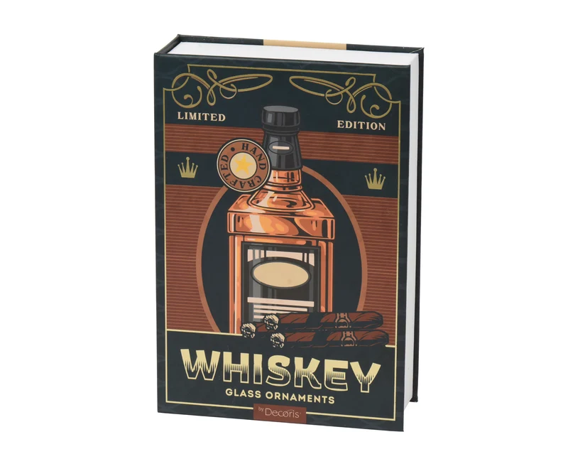 Pendente libro whiskey in vetro glitter 7,1 x 2,9 x 9,6 cm colori modello assortito Peraga Christmas