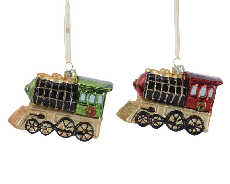 Pendente treno in vetro 10,5 x 4,5 x 8 cm multicolore Peraga Christmas
