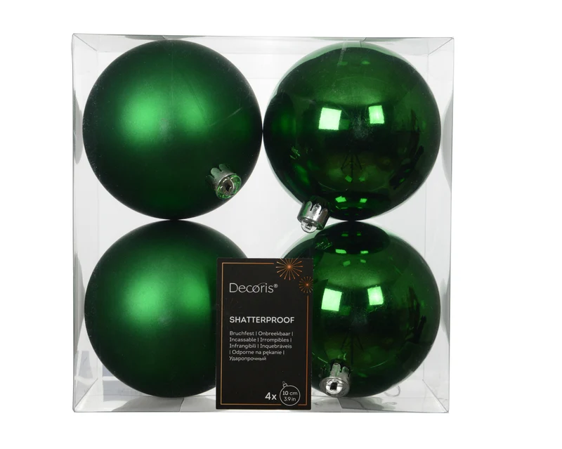 Set 4 palline di natale infrangibili mix lucido/opaco D 10 cm verde brillante Peraga Christmas