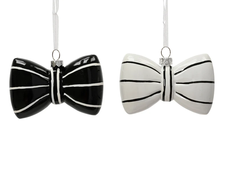 Fiocco decorativo lucido 9,4 x 3,3 x 6,1 cm nero/bianco Peraga Christmas