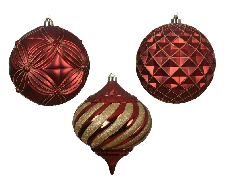 pallina di natale infrangibile decorata D 20 cm rosso natalizio Peraga Christmas