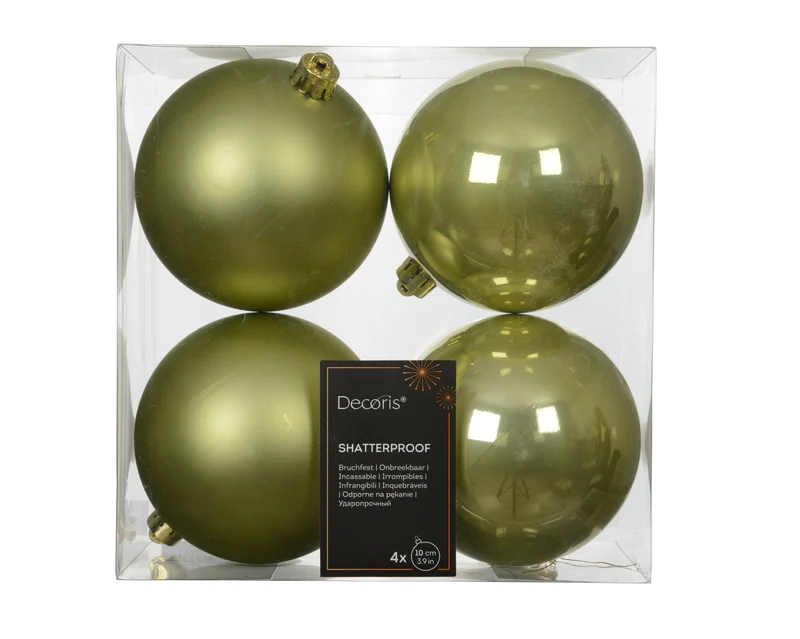 Set 4 palline di natale infrangibili mix smaltato/opaco D 10 cm verde pistacchio Peraga Christmas