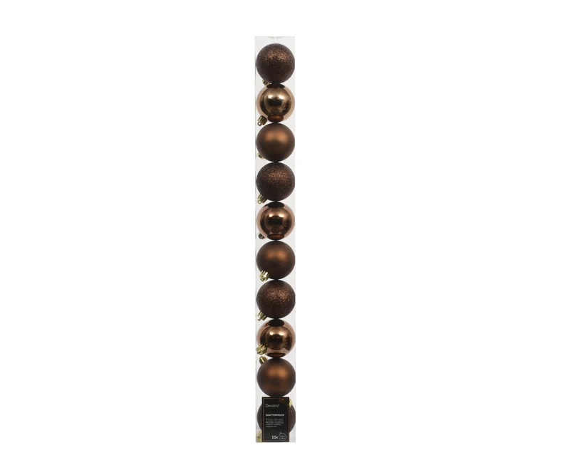 Set 10 palline di natale infrangibili D 6 cm marrone espresso Peraga Christmas