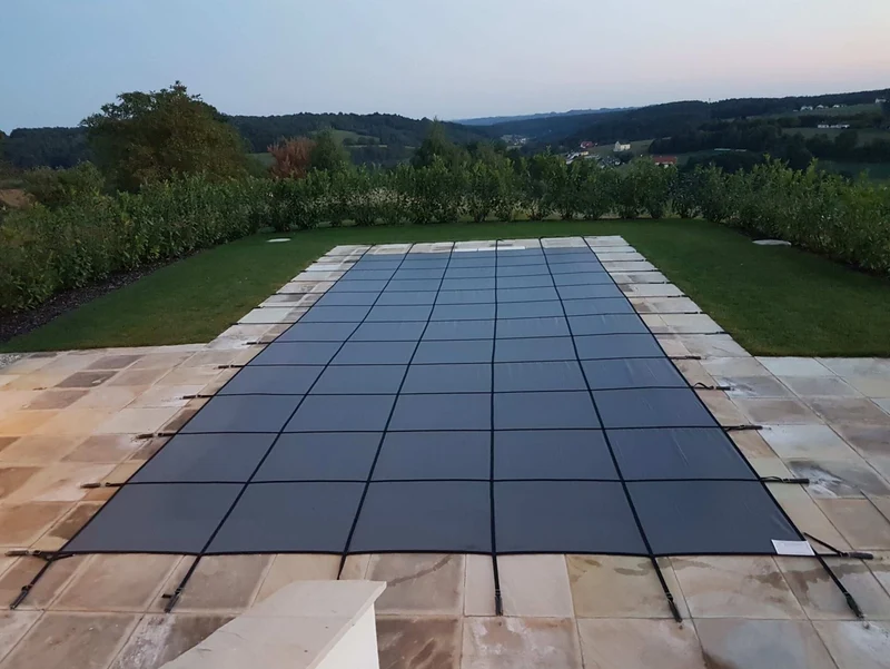 Veiligheid Winterzeil Grijs voor een Rechthoek zwembad 400 cm x 300 cm