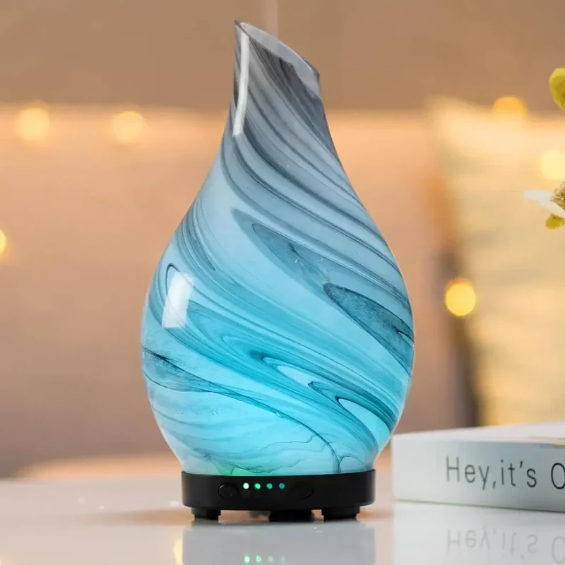 LumiMist – Håndlavet glas aromadiffuser med 7 LED-farver