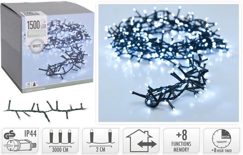 Catena luminosa 1500 LED bianco freddo con giochi di luce PERAGA CHRISTMAS