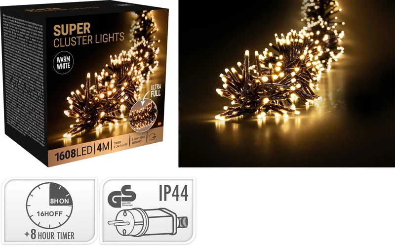 Catena luminosa 1608 LED bianco caldo PERAGA CHRISTMAS