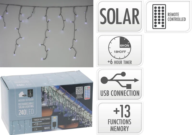 Tenda luminosa 240 LED 889 x 52 cm bianco freddo PERAGA CHRISTMAS