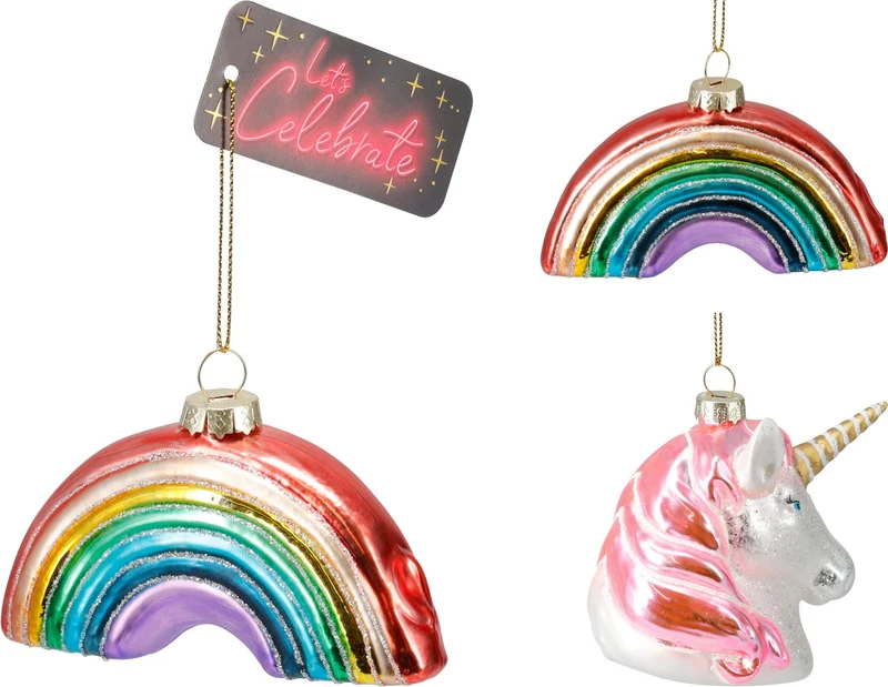 Decorazione pendente arcobaleno o unicorno modello assortito PERAGA CHRISTMAS