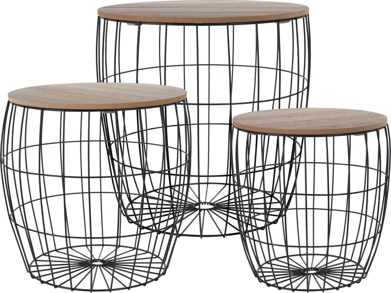 Set 3 ceste in metallo con coperchio in legno PERAGA CHRISTMAS