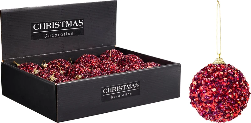 Pallina di Natale 8 cm bordeaux PERAGA CHRISTMAS
