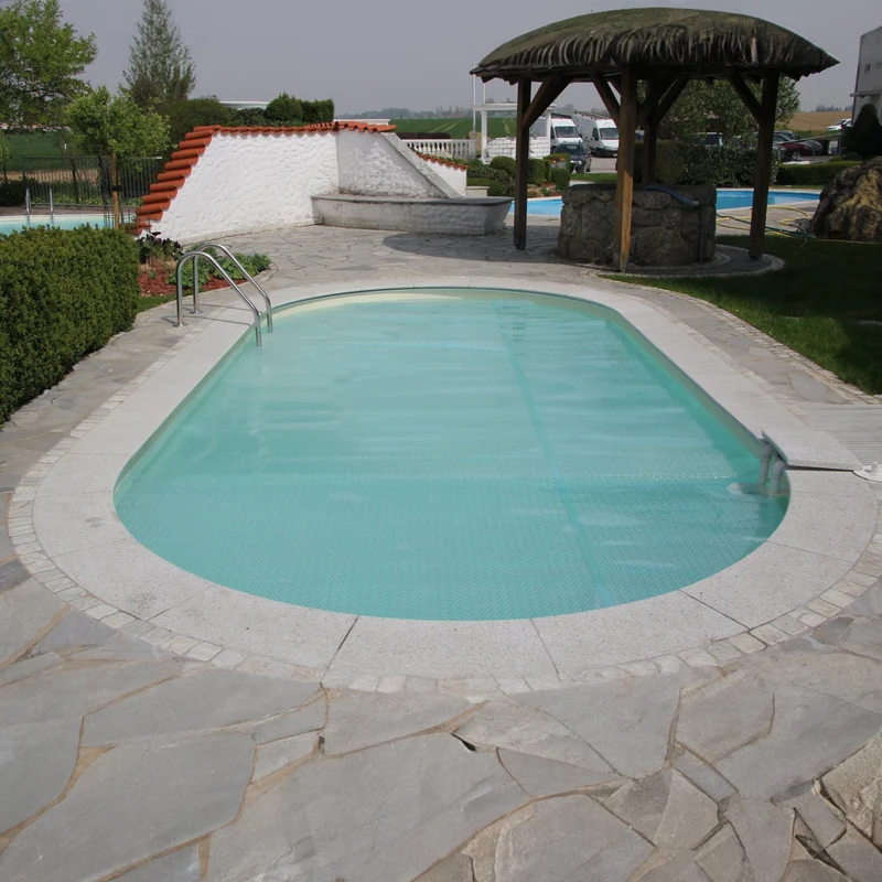 Zwembadzeil noppenfolie Lichtblauw voor ovaal zwembad 614 cm x 300 cm