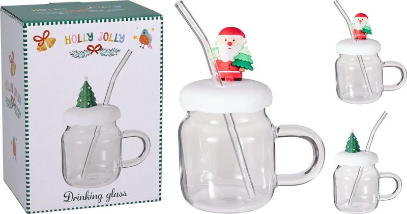 Bicchiere in vetro 500 ml 9 x 13 cm PERAGA CHRISTMAS