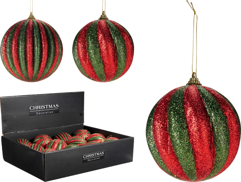 Pallina di Natale glitter 10 cm modello assortito PERAGA CHRISTMAS