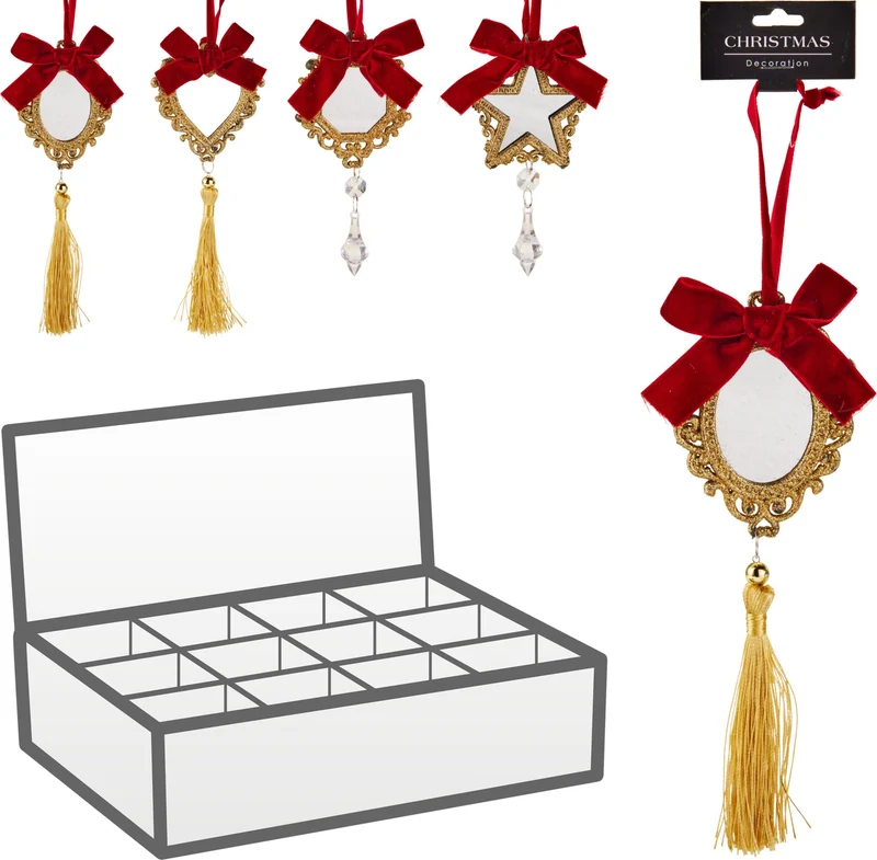 Decorazione a specchio oro 15 cm modello assortito PERAGA CHRISTMAS