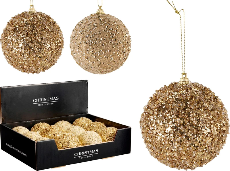 Pallina di Natale 8 cm oro modello assortito PERAGA CHRISTMAS