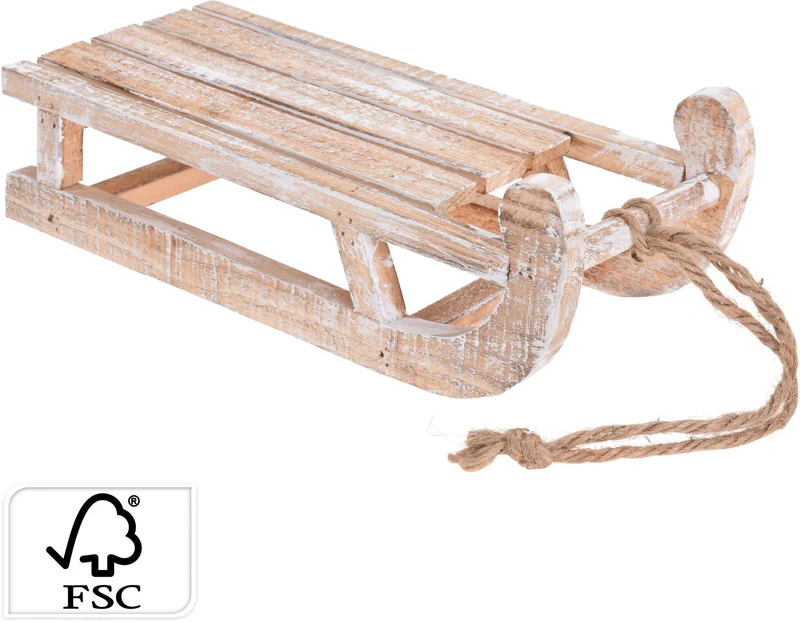 Slitta decorativa in legno bianca 30 cm PERAGA CHRISTMAS