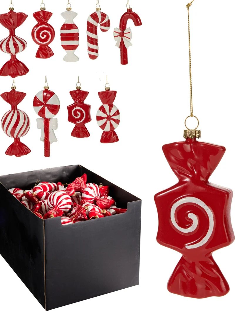 Pendente natalizio a caramella 8 x 6 x 8 cm modello assortito PERAGA CHRISTMAS