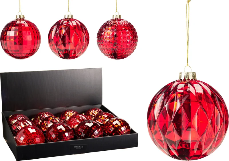 Pallina di Natale 12 cm rossa modello assortito PERAGA CHRISTMAS