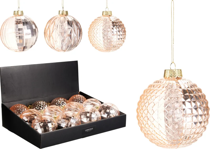 Pallina di Natale in rilievo 10 cm modello assortito PERAGA CHRISTMAS