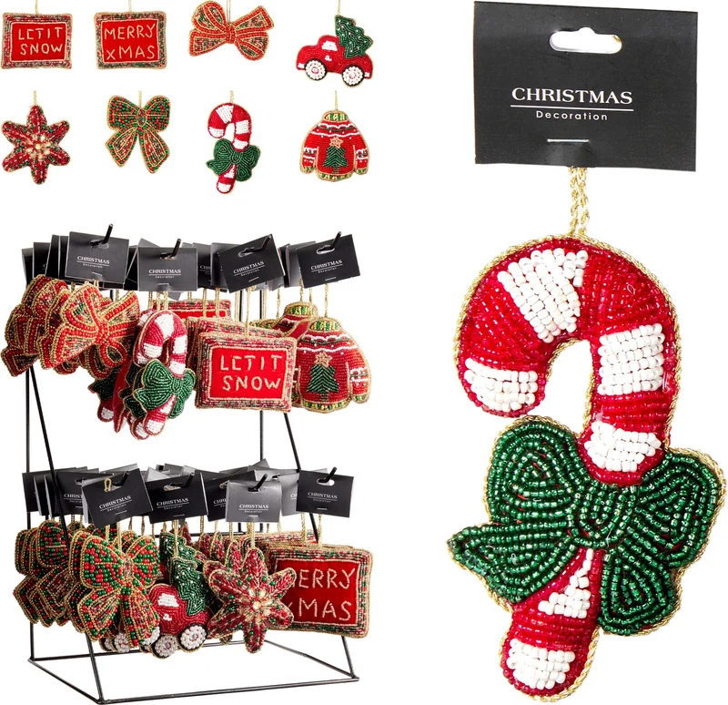 Pendente natalizio con perline 10 cm modello assortito PERAGA CHRISTMAS