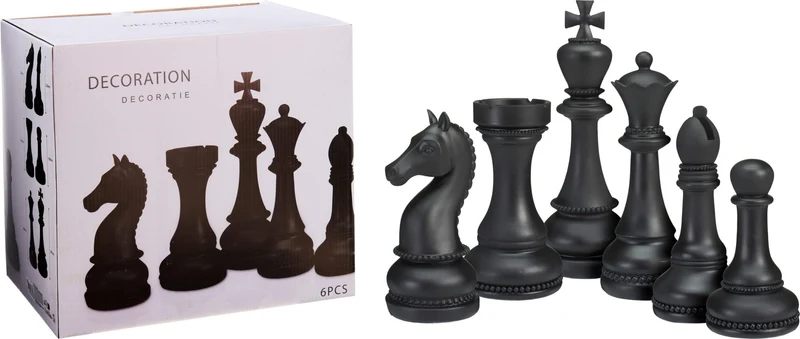 Set 6 pezzi degli scacchi decorativi in resina neri PERAGA CHRISTMAS