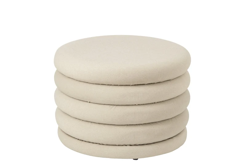 Pouf Mich Compensato Tessuto Ecru 59x59x40 cm 266284