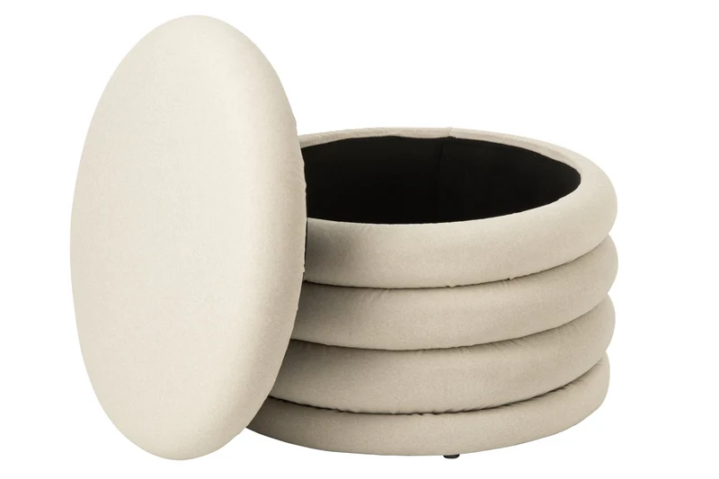 Pouf Mich Compensato Tessuto Ecru 59x59x40 cm 266284
