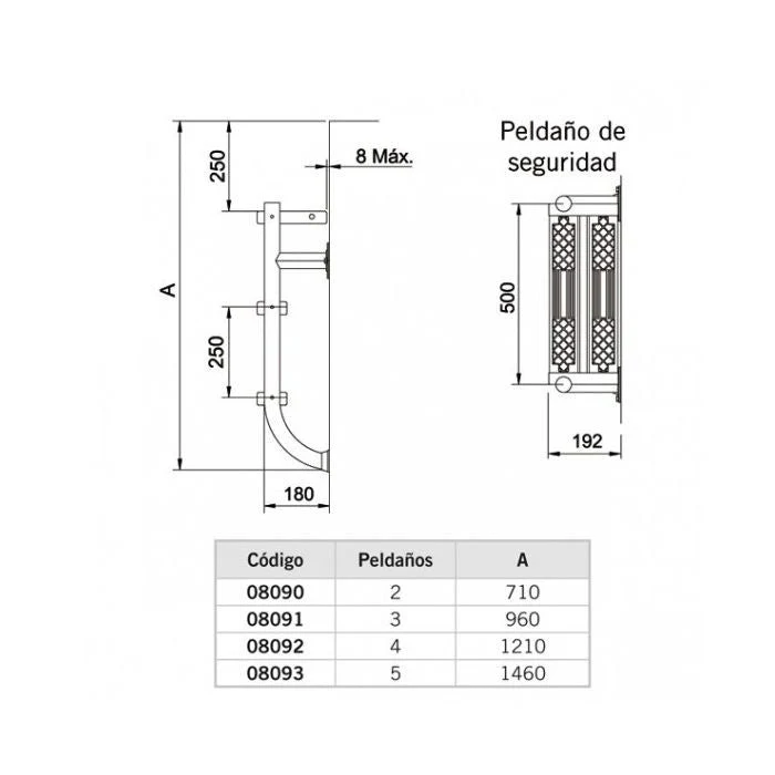 Astralpool Escalera partida con peldaño de seguridad para piscina
