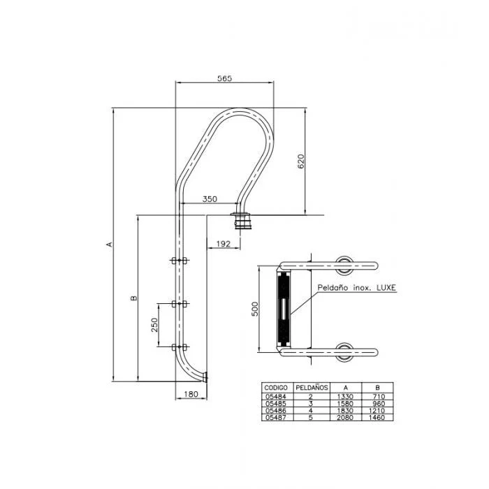 Astralpool Escalera inox mixta Standard para piscina