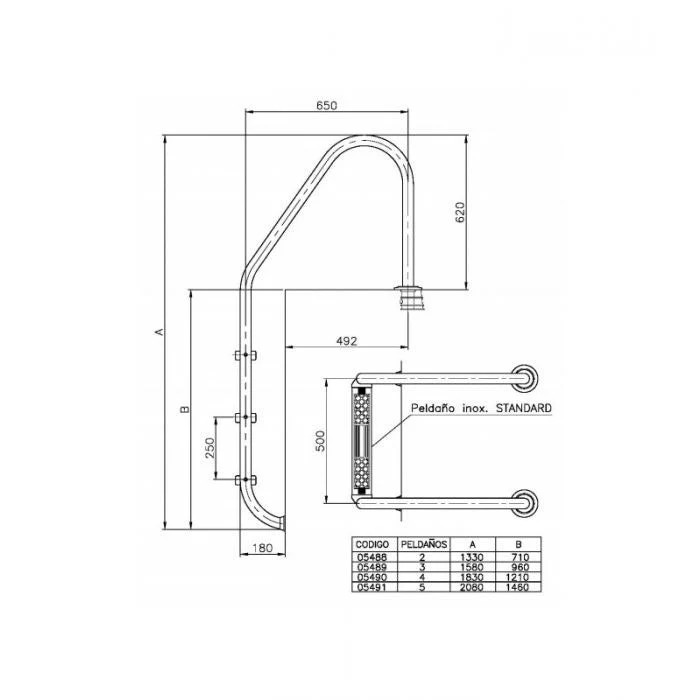 Astralpool Escalera inox Standard para piscina