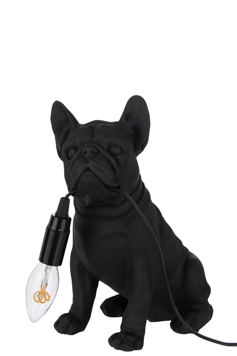 Lampada Bulldog Resina 29 cm Nero Peraga Christmas
