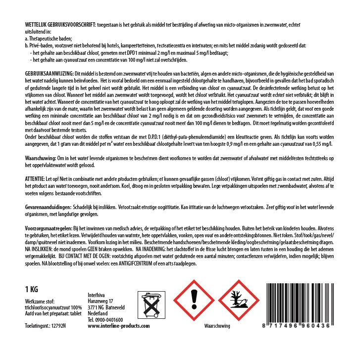 Interline Chloortabletten 1 kg (200 gram)