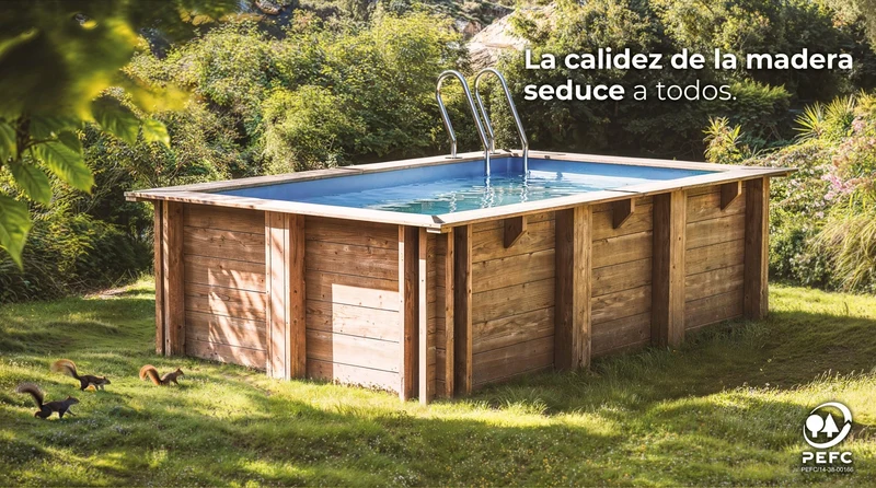 Piscina elevada de madera Gre Safran 2 ovalada 620x395x136