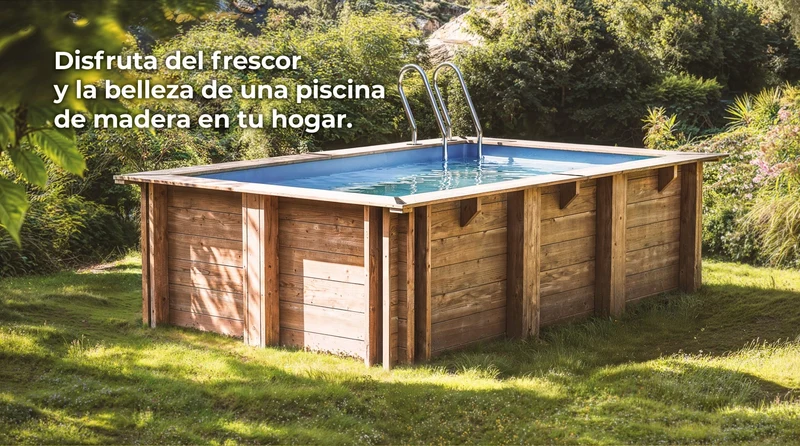 Piscina elevada de madera Gre Safran 2 ovalada 620x395x136