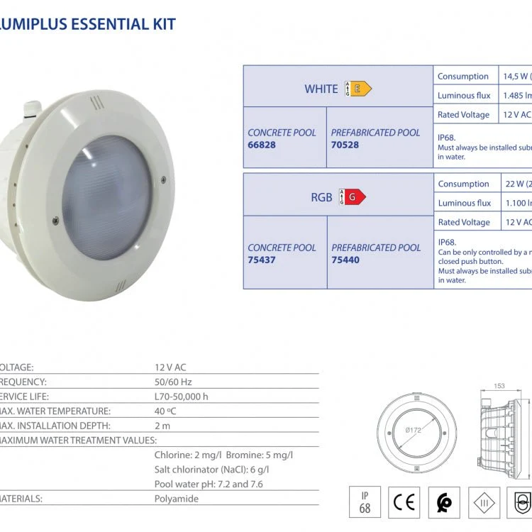 Astralpool - Kit proyector LED LumiPlus Essential PAR56 piscina prefabricada