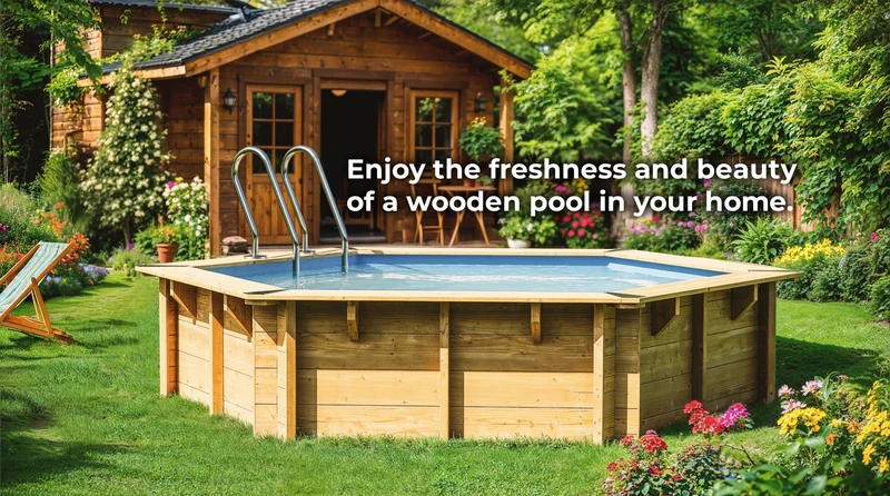 Piscina elevada de madera Gre Sunbay Bambu 535x335x130