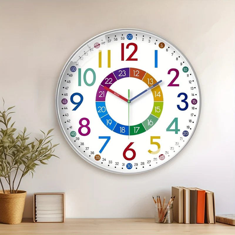 VibrantClock – Farverigt vægur til børn med lydløs gang og sjov tidslæring