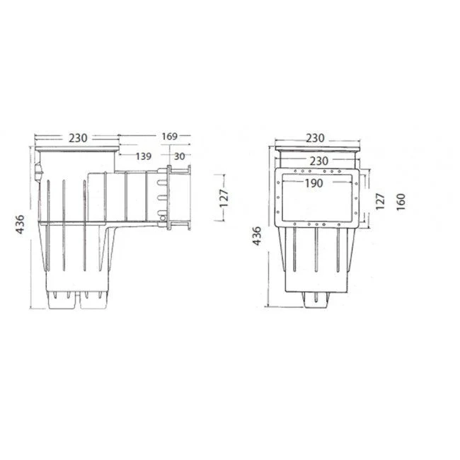 Hayward skimmer small voor folie/liner - Donkergrijs