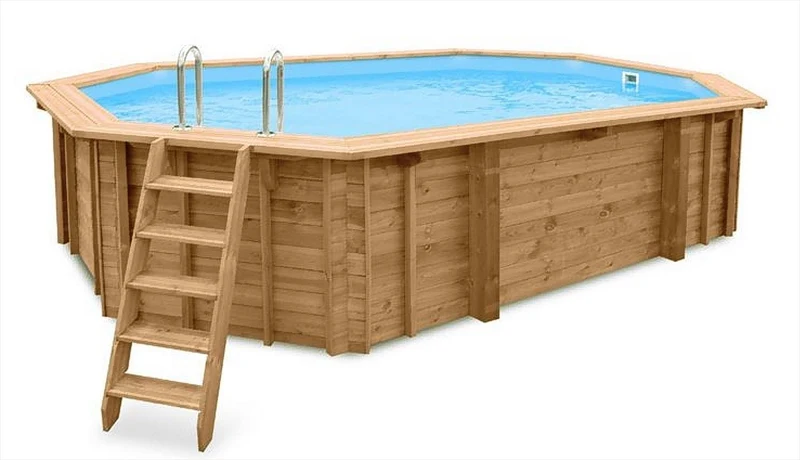 Interline Bali houten zwembad ovaal 640 x 400 x 138 cm compleet pakket