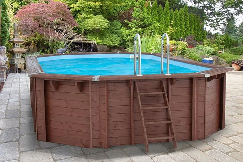 Interline Bali houten zwembad ovaal 640 x 400 x 138 cm compleet pakket