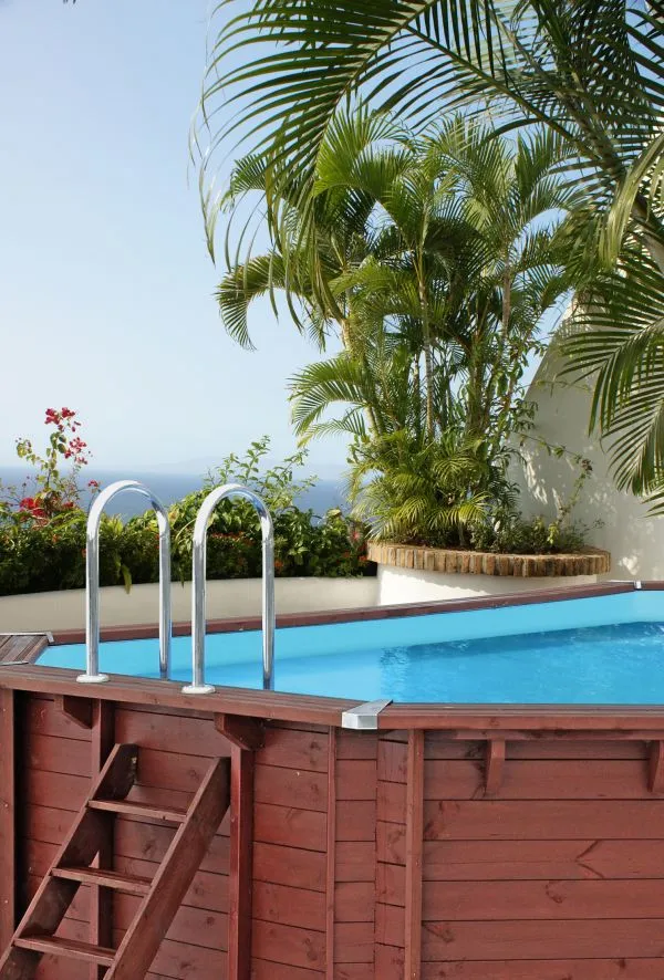 Interline Bali houten zwembad ovaal 640 x 400 x 138 cm compleet pakket