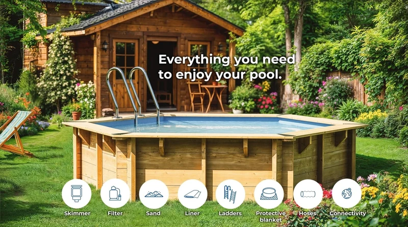 Piscina elevada de madera Gre Sunbay Vanille 2 400x119