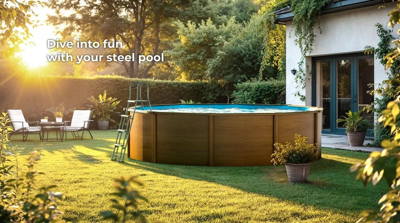 Piscina elevada imitación madera Gre Sicilia Ovalada 500x300x120