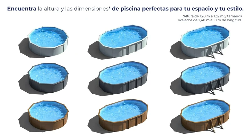 Piscina elevada Imitación Madera Gre Pacific Ovalada Imitación Madera